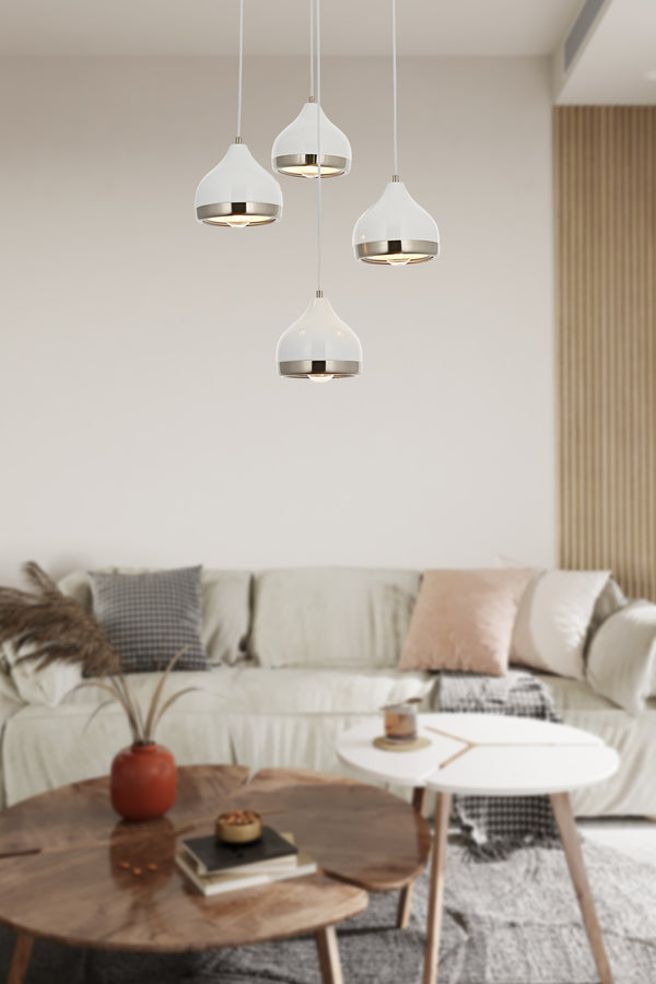 Lustra HubRom, DELIGHT 5504-4556-35 40x40xHmax100 cm 4xE27-60W Alb/Crom Satin