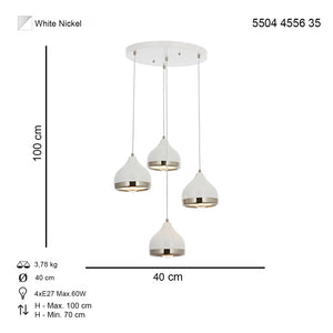 Lustra HubRom, DELIGHT 5504-4556-35 40x40xHmax100 cm 4xE27-60W Alb/Crom Satin