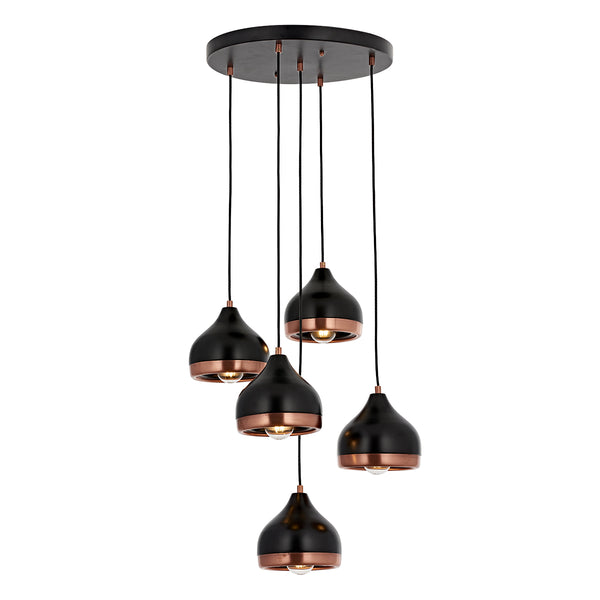 Lustra HubRom, DELIGHT 5505-4556-64 40x40xHmax110 cm 5xE27-60W Negru/Cupru