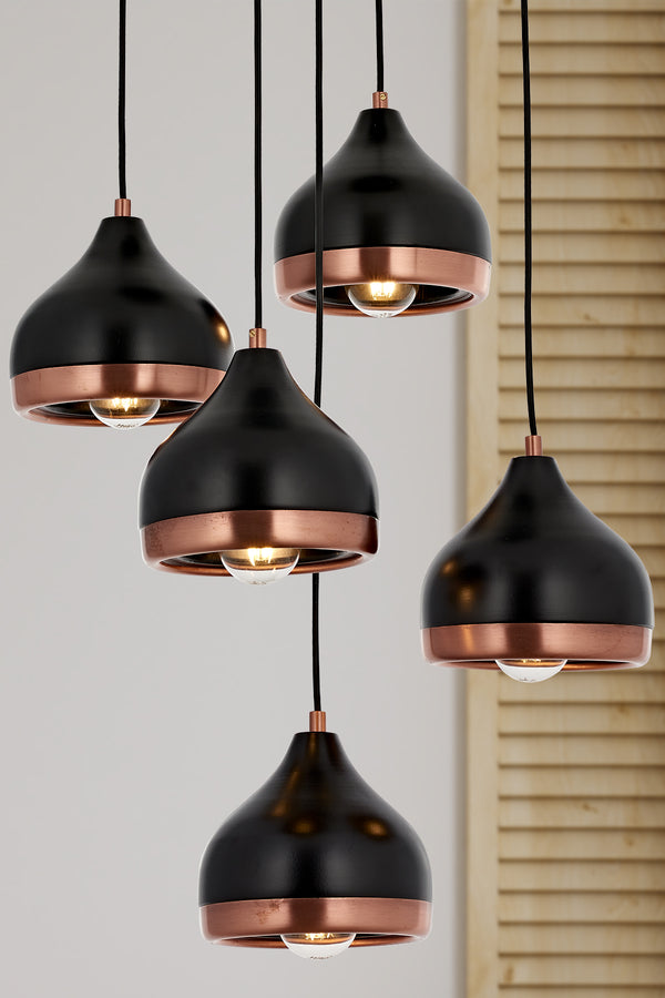 Lustra HubRom, DELIGHT 5505-4556-64 40x40xHmax110 cm 5xE27-60W Negru/Cupru