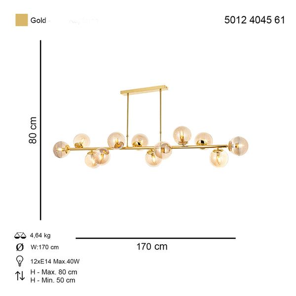Lustra HubRom, Z SIRALI 5012-4045-61 170x170x35xHmax80 cm 12xE14-40W Auriu