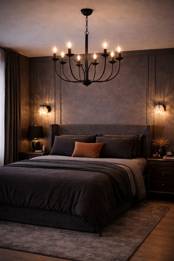 Lustra HubRom, ARIANE 3676-08-BL 65x94 cm 8xE14-40W Negru