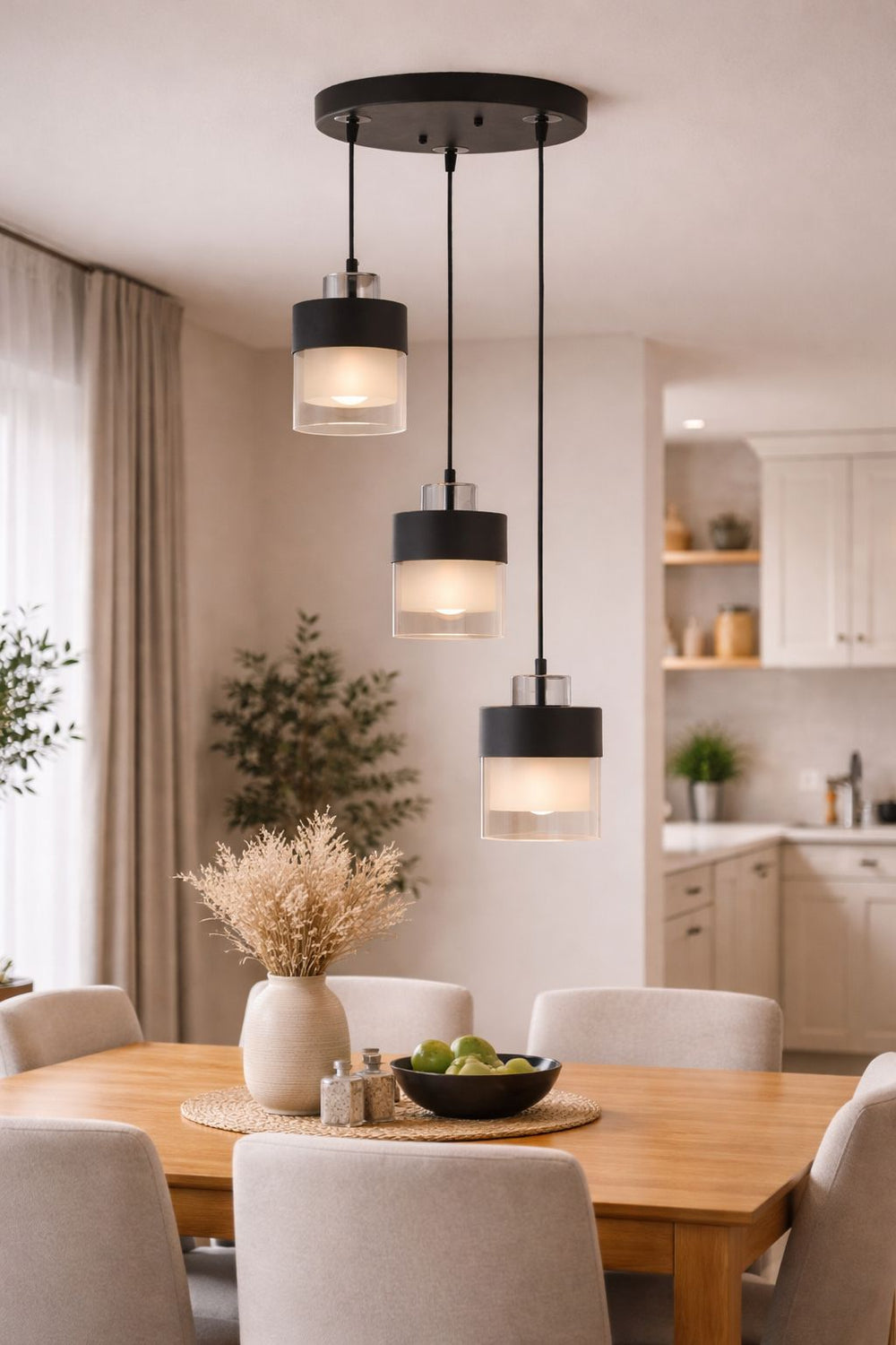 Lustra HubRom, BORIS 3476-03-CH 55x70 cm 3xE27-60W Negru / Crom