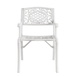 Set Mobilier Gradina HubRom, 1xMasa Ovala(75x150x72), 6xScaun CUNDA(43x42x50x91) Alb