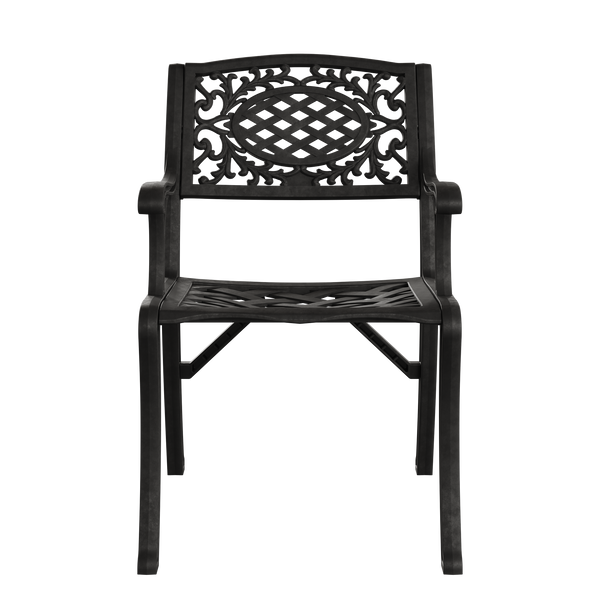 Set Mobilier Gradina HubRom, 1xMasa Ovala(75x150x72), 6xScaun CUNDA(43x42x50x91) Negru