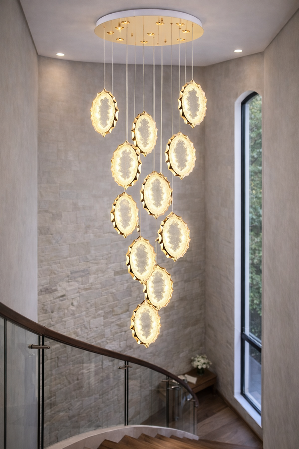 Lustra Led HubRom, DAMLA Gold 5010-6135-83 60x60xHmax150 cm Lumina Calda,Rece,Neutra
