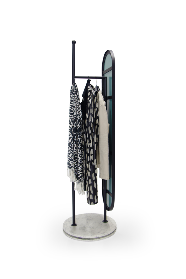 Oglinda HubRom Elit, 185x35x37 cm, Alb/Negru