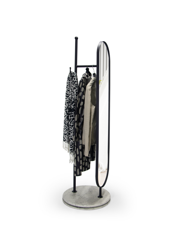 Oglinda HubRom Elit, 185x35x37 cm, Alb/Negru