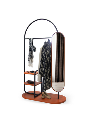 Cuier HubRom Lotus, 180x108x45 cm, 1xCuier,1xOglinda,2xRafturi, Alb/Negru