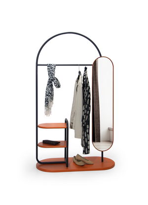 Cuier HubRom Lotus, 180x108x45 cm, 1xCuier,1xOglinda,2xRafturi, Alb/Negru