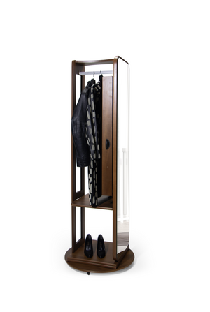 Cuier cu Rafturi si Oglinda HubRom Molde, 185x45x46 cm,Lemn