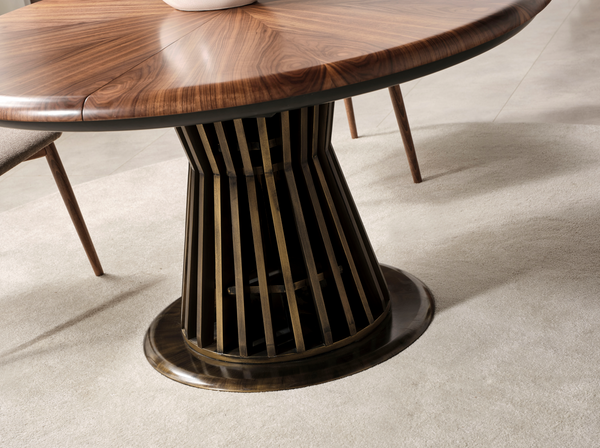 Set Dining HubRom Pablo, 1xMasa(140-190x100x77), 6xScaun, Antiq/Antracit/Lemn