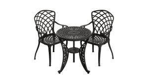 Set Mobilier Gradina HubRom, 1xMasa Rotunda(60x72), 2xScaun HITIT(43x42x50x92) Negru