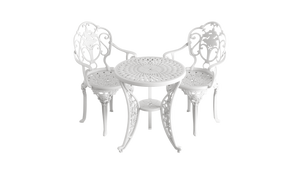 Set Mobilier Gradina HubRom, 1xMasa Rotunda(60x72), 2xScaun ISPARTA(43x42x50x92) Alb