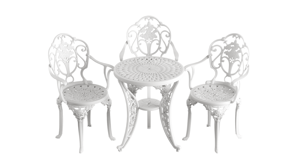 Set Mobilier Gradina HubRom, 1xMasa Rotunda(60x72), 3xScaun ISPARTA(43x42x50x92) Alb