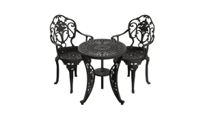 Set Mobilier Gradina HubRom, 1xMasa Rotunda(60x72), 2xScaun ISPARTA(43x42x50x92) Negru