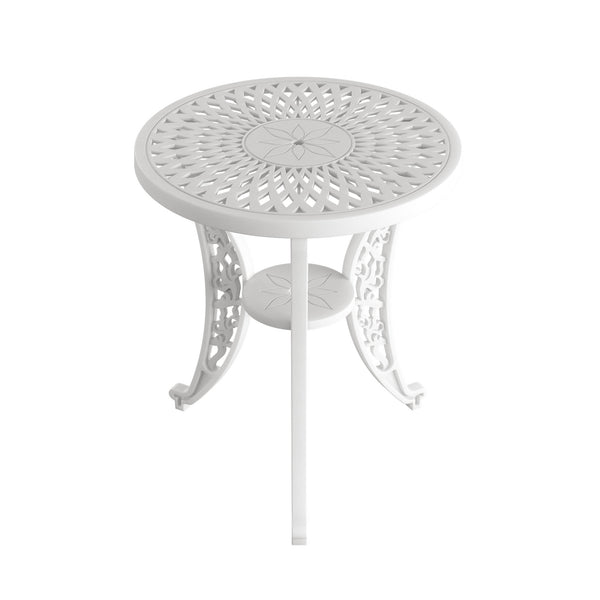 Set Mobilier Gradina HubRom, 1xMasa Rotunda(60x72), 2xScaun ISPARTA(43x42x50x92) Alb