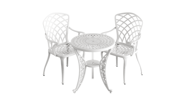 Set Mobilier Gradina HubRom, 1xMasa Rotunda(60x72), 2xScaun HITIT(43x42x50x92) Alb