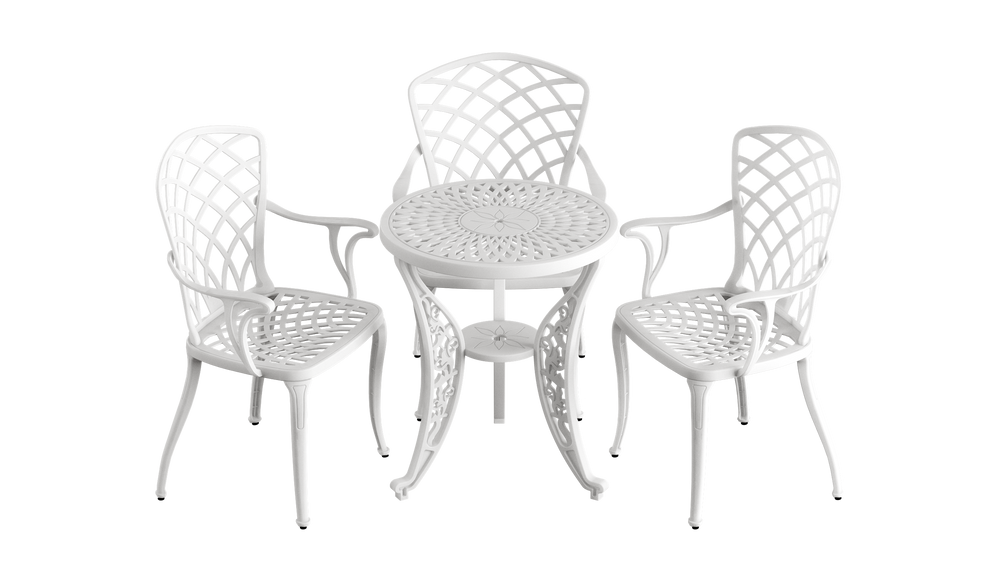 Set Mobilier Gradina HubRom, 1xMasa Rotunda(60x72), 3xScaun HITIT(43x42x50x92) Alb