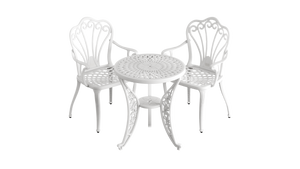 Set Mobilier Gradina HubRom, 1xMasa Rotunda(60x72), 2xScaun ISTANBUL(43x42x50x91) Alb