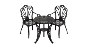 Set Mobilier Gradina HubRom, 1xMasa Rotunda(60x72), 2xScaun ISTANBUL(43x42x50x91) Negru