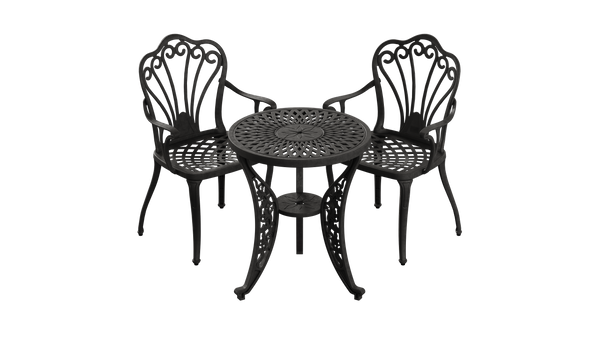 Set Mobilier Gradina HubRom, 1xMasa Rotunda(60x72), 2xScaun ISTANBUL(43x42x50x91) Negru