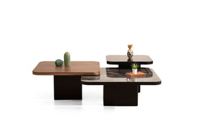 Set Masute de Cafea HubRom Dimos, 90X90-70X70-60X60 cm, Lemn/Negru