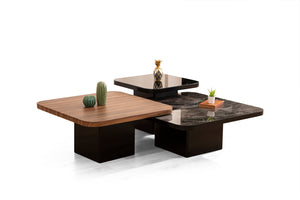 Set Masute de Cafea HubRom Dimos, 90X90-70X70-60X60 cm, Lemn/Negru