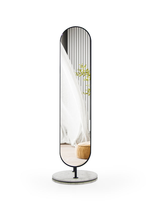 Oglinda HubRom Elit, 185x35x37 cm, Alb/Negru