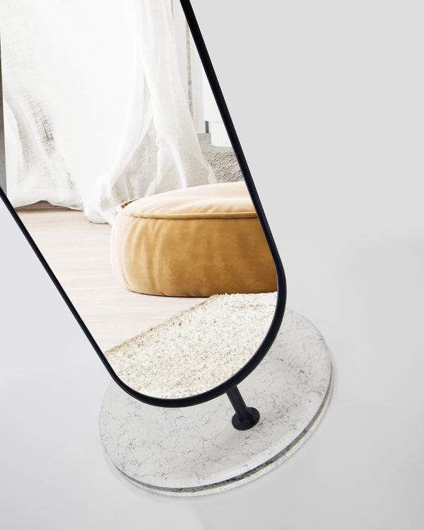 Oglinda HubRom Elit, 185x35x37 cm, Alb/Negru