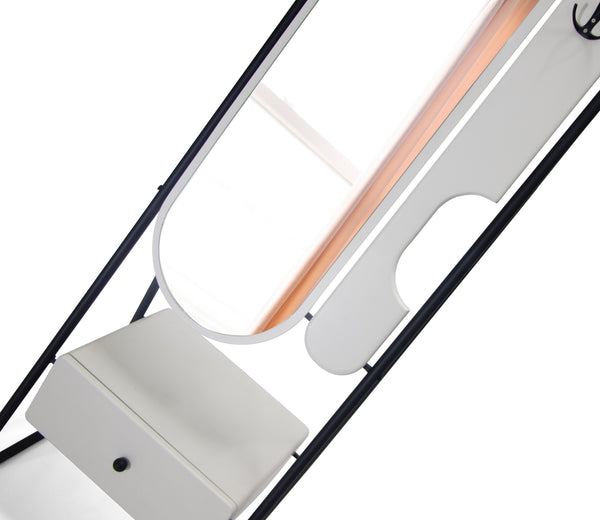 Cuier HubRom Mars, 185x60x45 cm, 1xCuier,1xOglinda,1xSertar, Alb/Negru