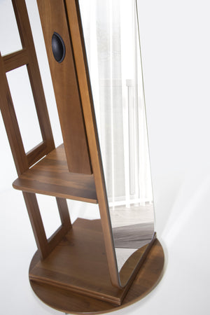 Cuier cu Rafturi si Oglinda HubRom Molde, 185x45x46 cm,Lemn