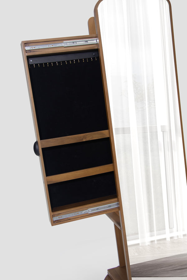 Cuier cu Rafturi si Oglinda HubRom Molde, 185x45x46 cm,Lemn