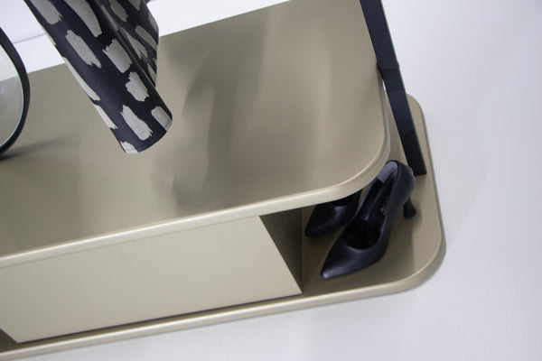 Cuier HubRom Antik, 185x110x50 cm, 1xCuier,1xOglinda,1xSertar, Auriu/Negru