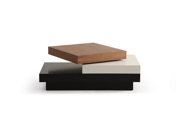 Masuta de Cafea HubRom Prada, 120X70X40 cm, Lemn/Negru/Alb