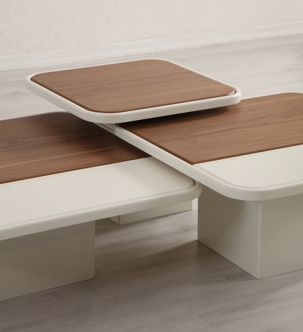 Set Masute de Cafea HubRom Lucca, 90x80x60 cm, Lemn/Grı