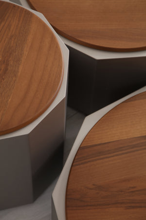 Set Masute de Cafea HubRom Arte,45X65X78-42X65X78-52X33X23 cm, Lemn/Grı