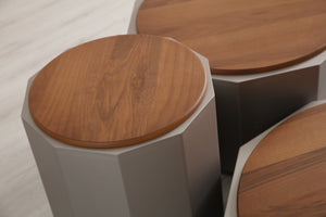 Set Masute de Cafea HubRom Arte,45X65X78-42X65X78-52X33X23 cm, Lemn/Grı