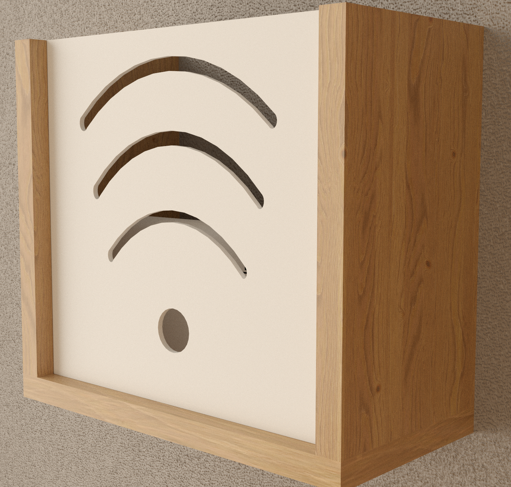 Cutie Wifi HubRom 30 cm x 25 cm x 15 cm, Alb / Lemn