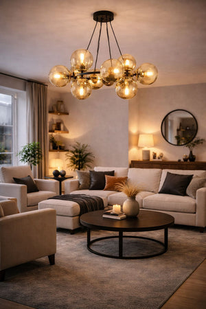 Lustra HubRom, LORENTO 3825-07-BL-GD 70x75 cm 8xE27-60W Negru / Auriu