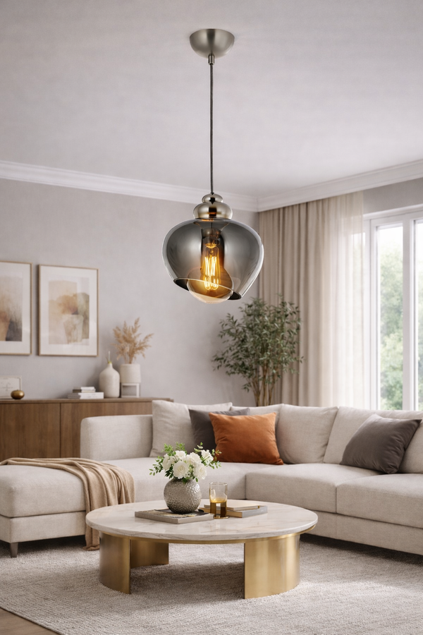 Lustra HubRom, LOTUS 5002-4041-53 23x23xHmax80-100 cm 1xE27-60W Crom Satinat