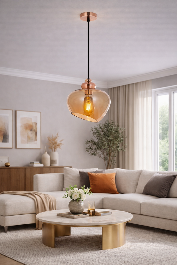Lustra HubRom, LOTUS 5002-4041-81 23x23xHmax80-100 cm 1xE27-60W Cupru