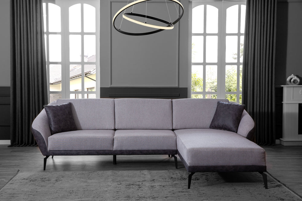 Coltar HubRom Leia, 290/180x95x90 cm, Crem/Gri