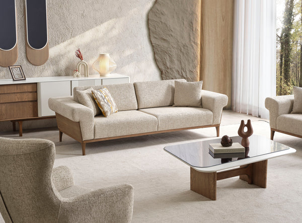 Masuta de Cafea HubRom Latte, 130x91x40 Sticla,Alb/Lemn