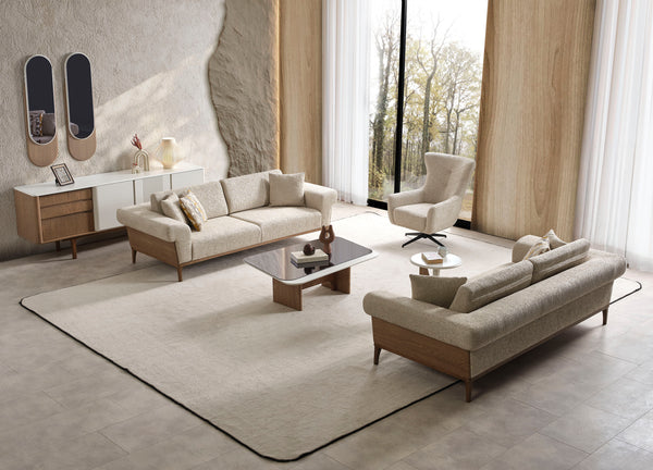 Masuta de Cafea HubRom Latte, 130x91x40 Sticla,Alb/Lemn