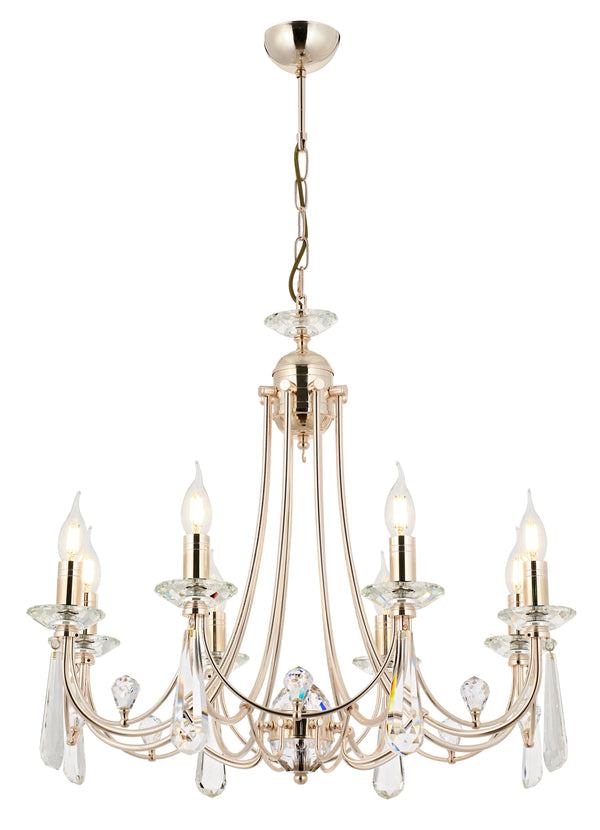 Lustra Cristal HubRom, PRENSES 5008-5053-83 70x70xHmax90 cm 8xE14-40W Auriu