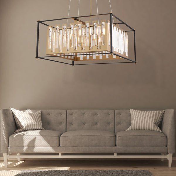 Lustra Cristal HubRom, ADRAN 3916-06-BL-FR 56x100 cm 6xE14-40W Negru /Antiq