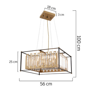 Lustra Cristal HubRom, ADRAN 3916-06-BL-FR 56x100 cm 6xE14-40W Negru /Antiq