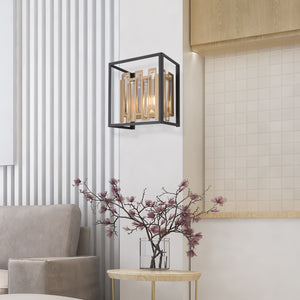 Aplica Cristal Hubrom, ADRAN 3916-01W-BL-FR 23x25 cm 1xE14-40W Negru /Antiq