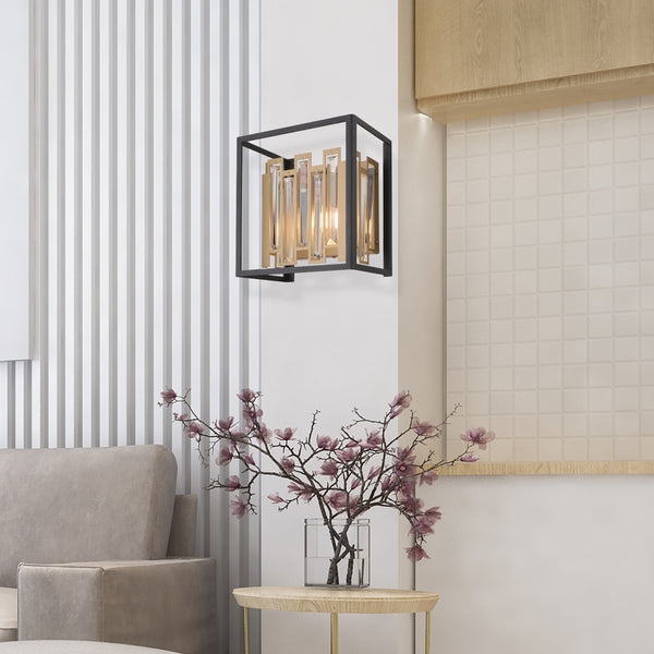 Aplica Cristal Hubrom, ADRAN 3916-01W-BL-FR 23x25 cm 1xE14-40W Negru /Antiq